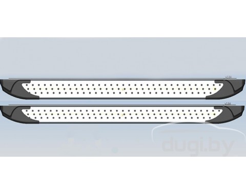 Боковые пороги (подножки) "SAPPHIRE" для Volkswagen Caravelle T5 (короткая база)